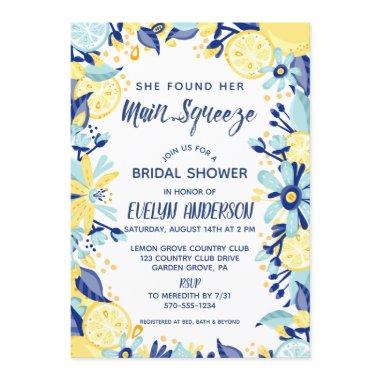 Main Squeeze Yellow Lemons Mint Briday Shower Invitations