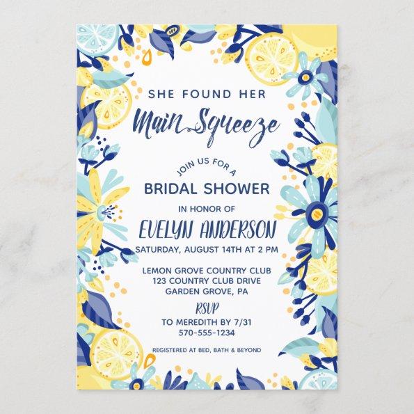 Main Squeeze Yellow Lemons Mint Briday Shower Invitations