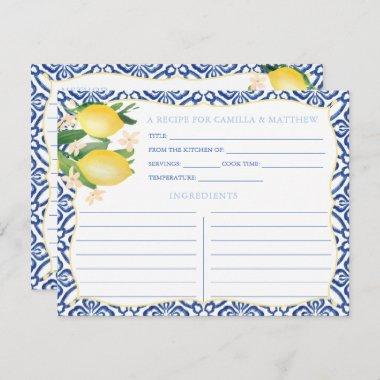 Majolica Tiles Lemons Bridal Shower Recipe Invitations