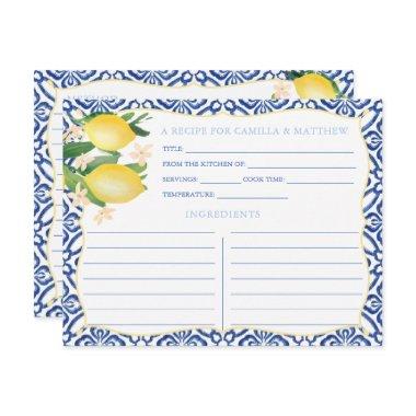 Majolica Tiles Lemons Bridal Shower Recipe Invitations