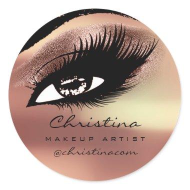 Makeup Artist Eyelash Extension Rose Copper Classic Round Sticker