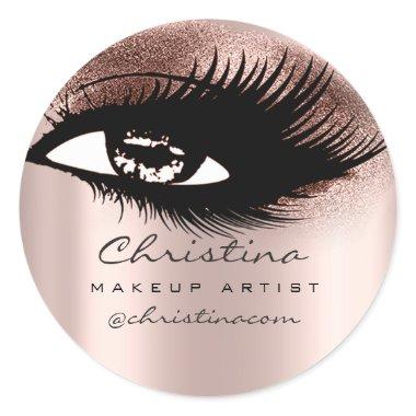 Makeup Artist Glitter Eyelashes Rose Beauty Classic Round Sticker