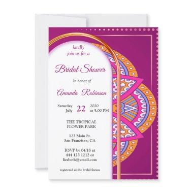 Mandalas in Cerise Pink, Blue & Orange Invitations