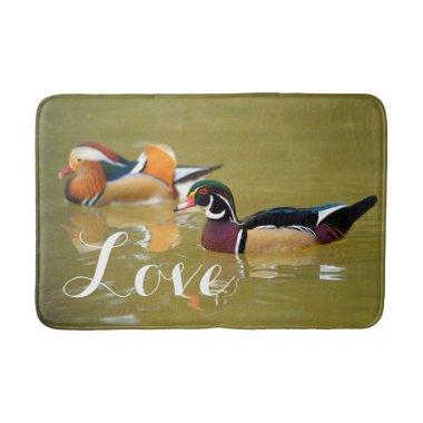 Mandarin Duck Couple / Love Birds Custom Wedding Bath Mat
