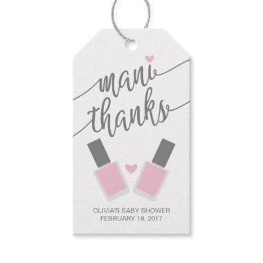 Mani Thanks Baby Shower Thank You Tag, Pink Gift Tags