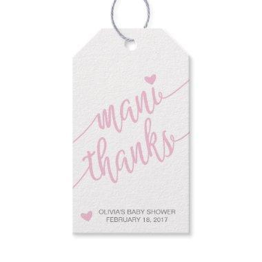 Mani Thanks Baby Shower Thank You Tag, Pink Gift Tags