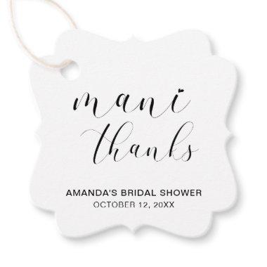 Mani Thanks Black White Typography Bridal Shower Favor Tags