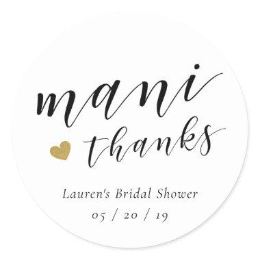 Mani Thanks Bridal Shower Nail Polish Favor Classic Round Sticker