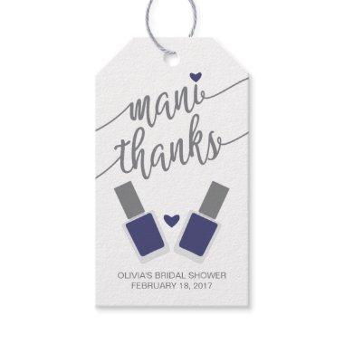 Mani Thanks Bridal Shower Thank You Tag, Blue Gift Tags