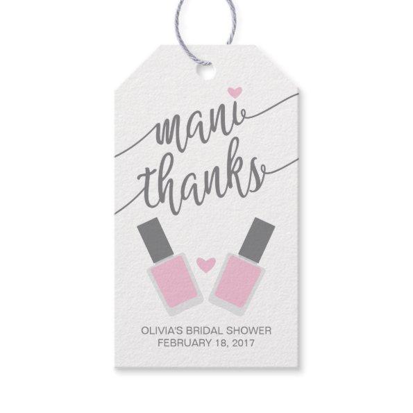 Mani Thanks Bridal Shower Thank You Tag, Pink Gift Tags