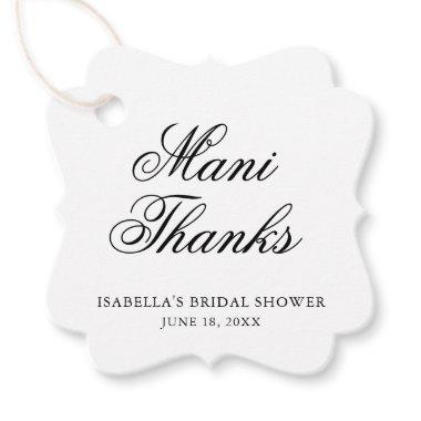 Mani Thanks Elegant Calligraphy Bridal Shower Favor Tags
