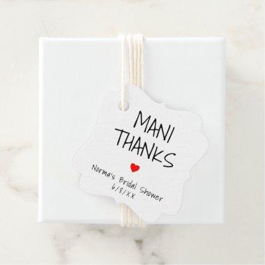 Mani Thanks Fun Modern Bridal Shower Favor Tags