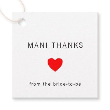 Mani Thanks Modern Minimalist Bridal Shower Favor Tags