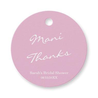Mani Thanks Script Pink Lavender Bridal Shower Favor Tags