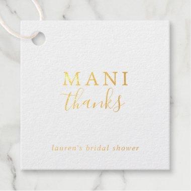 Mani Thanks Simple Elegant Bridal Shower Gold Foil Favor Tags