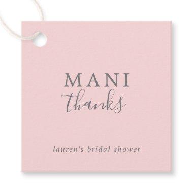 Mani Thanks Simple Pink and Gray Bridal Shower Favor Tags