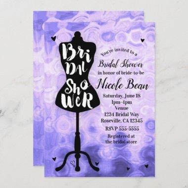 Mannequin Modern Glam Fashion Purple Bridal Shower Invitations