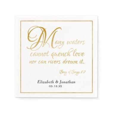 Many Waters Scripture Quote Elegant Gold Script Napkins