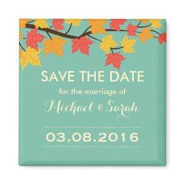 Maple Leaves Save The Date Autumn Wedding Magnet