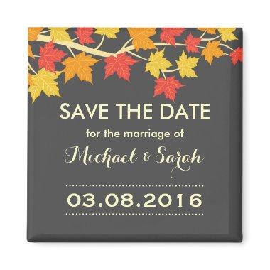 Maple Leaves Save The Date Autumn Wedding Magnet