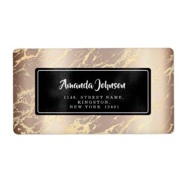 Marble Abstract Black Rose Gold RSVP Label