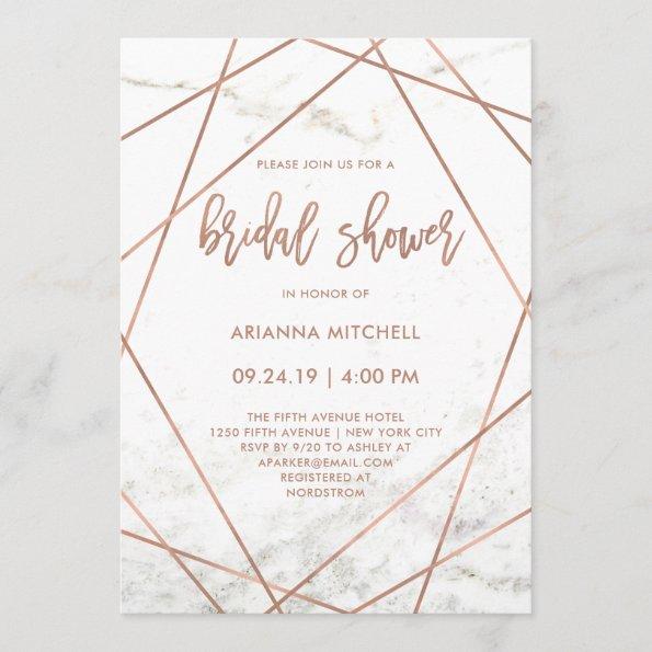 Marble and Rose Gold Geometric Bridal Shower Invitations