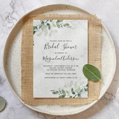 Marble Eucalyptus Bridal Shower Invitations