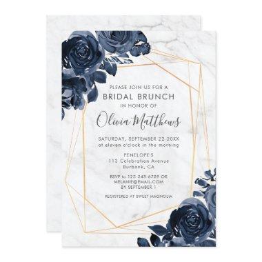 Marble Geometric Gold Blue Roses Bridal Brunch