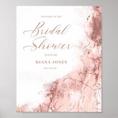 Marble Glitter Bridal Shower Rose Gold ID644 Poster