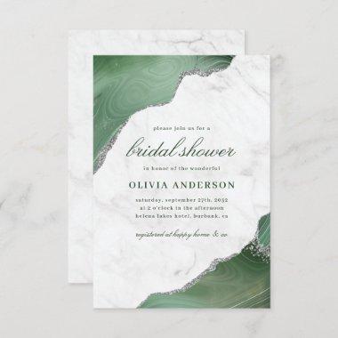 Marble Green Agate Bridal Shower Invitations