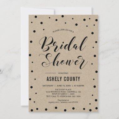 Marble & Polka dot | Modern Kraft Bridal Shower Invitations