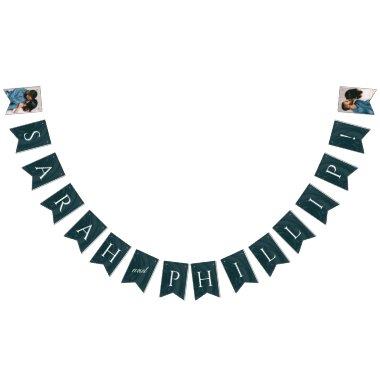Marbled Engagement Party Bunting Banner - Teal