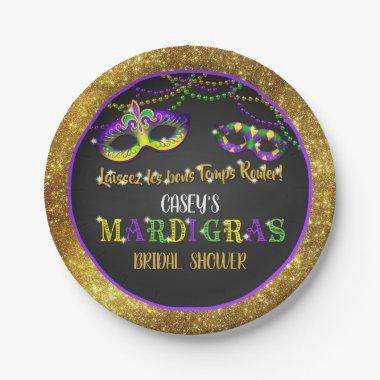 Mardi Gras Bridal Shower (Gold) Paper Plates