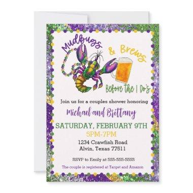 Mardi Gras Crawfish Wedding Shower Invitations