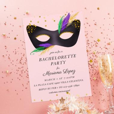 Mardi Gras Mask Bachelorette Party Invitations