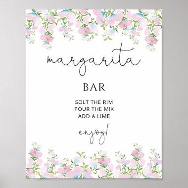 Margarita Bar Blush Pink Floral Bridal Shower Poster