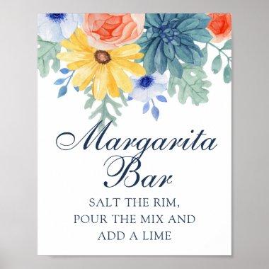 Margarita Bar Floral Succulent Bridal Shower Poster