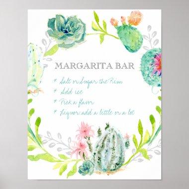 Margarita Bar Sign Bridal Shower Desert Cactus