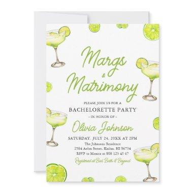 Margarita Margs & Matrimony Cocktail Bachelorette Invitations