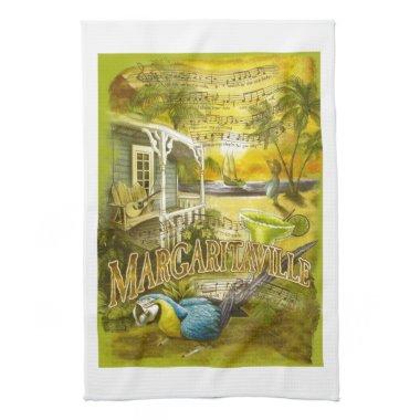 Margarita Song and Parrot on Bar Kitchen Tea Towel