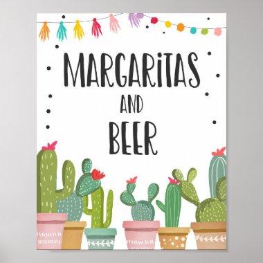 Margaritas and Beers Bar Cactus Fiesta Table Sign