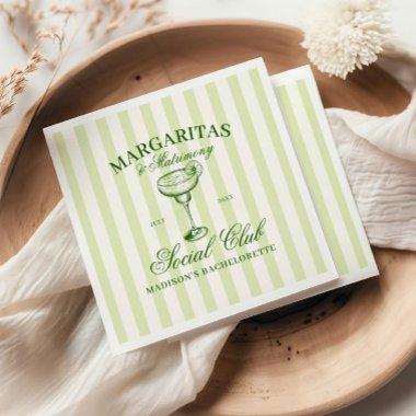 Margaritas and Matrimony Green Striped Napkins