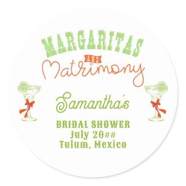 Margaritas & Matrimony Tulum Bachelorette Party Classic Round Sticker