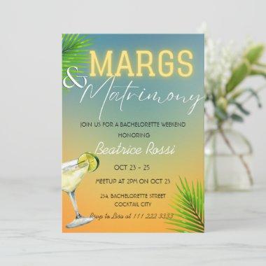 Margs and Matrimony Bachelorette Weekend Party Invitations