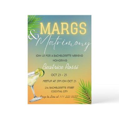 Margs and Matrimony Bachelorette Weekend Party Invitations