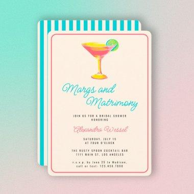 Margs and Matrimony Cocktails Retro Bridal Shower Invitations