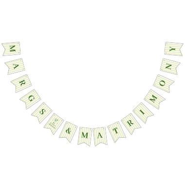 Margs and Matrimony Green Striped Bunting Flags