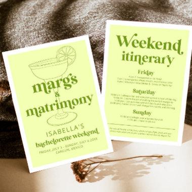 Margs & Matrimony Bachelorette Weekend Itinerary Invitations