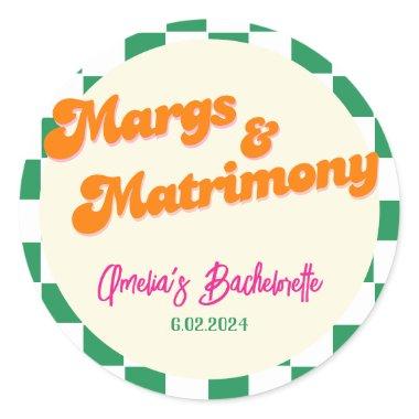 Margs & Matrimony Bachelorette Weekend party Classic Round Sticker