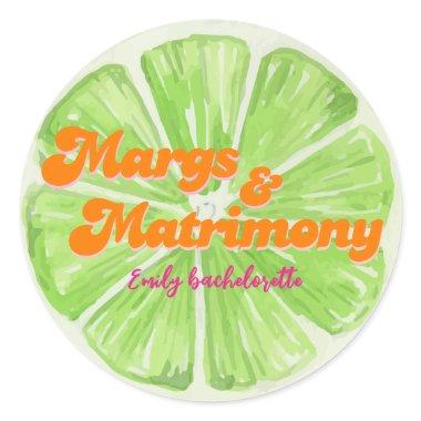 Margs & Matrimony Bachelorette Weekend party Classic Round Sticker